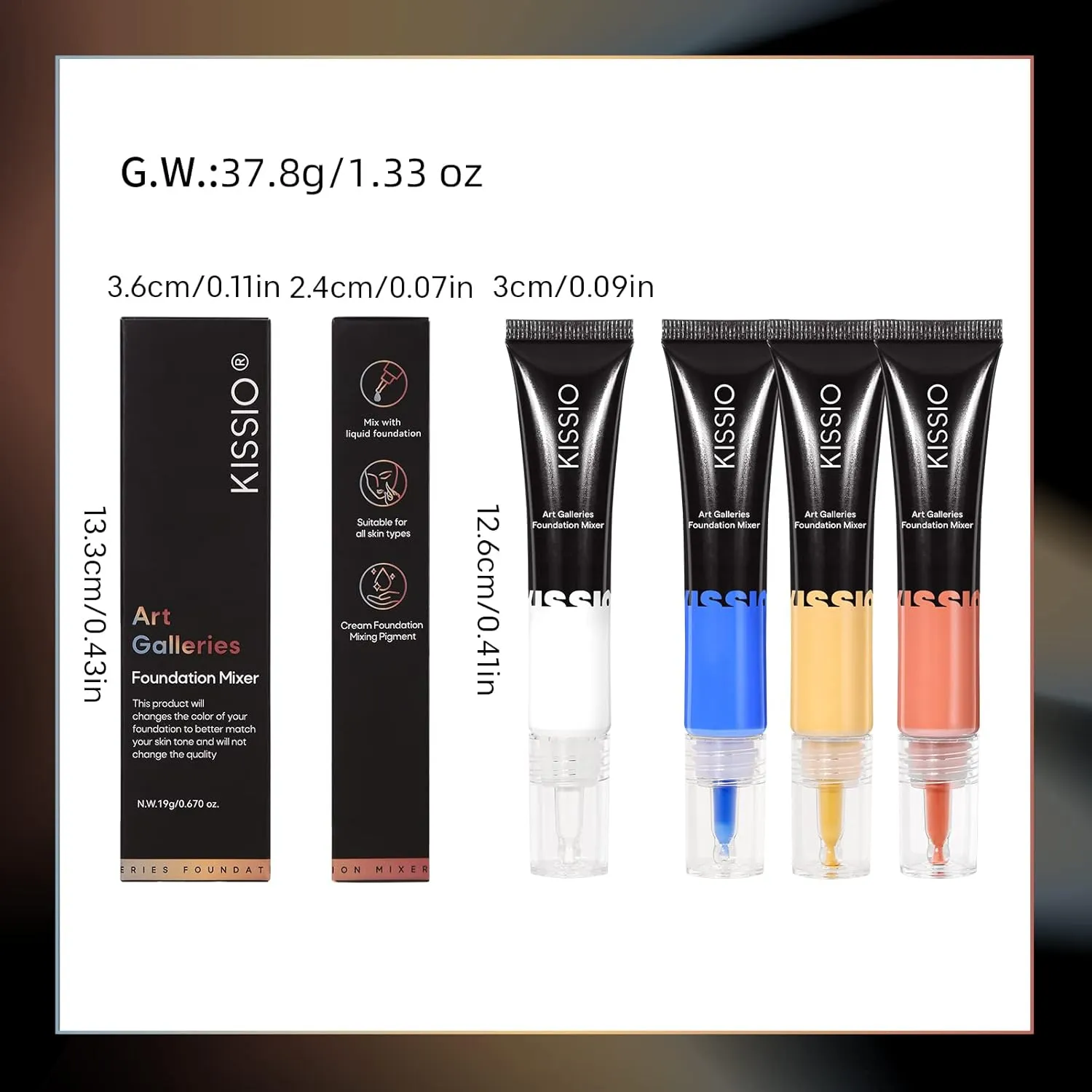 KISSIO Foundaton Mixing Pigment,Yellow Pigment,Foundation Color Corrector,Smooth and Light,Blends Easily With BB Cream,Pink to Yellow,Cruelty Free