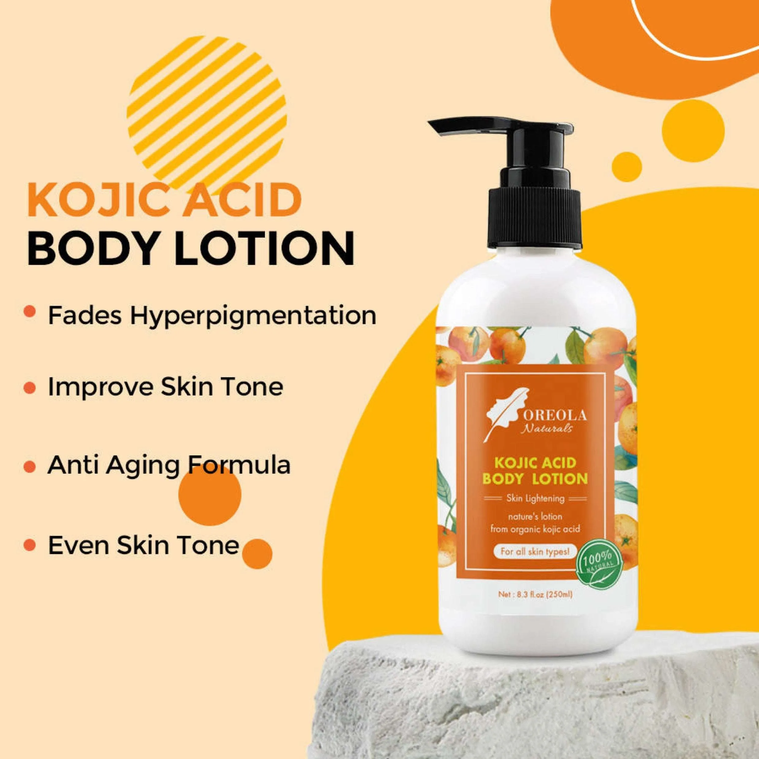 Kojic Acid Body Lotion Moisturizing, Hydrating, and Glow Ideal for all Skin Types 8.3fl.oz 250ml