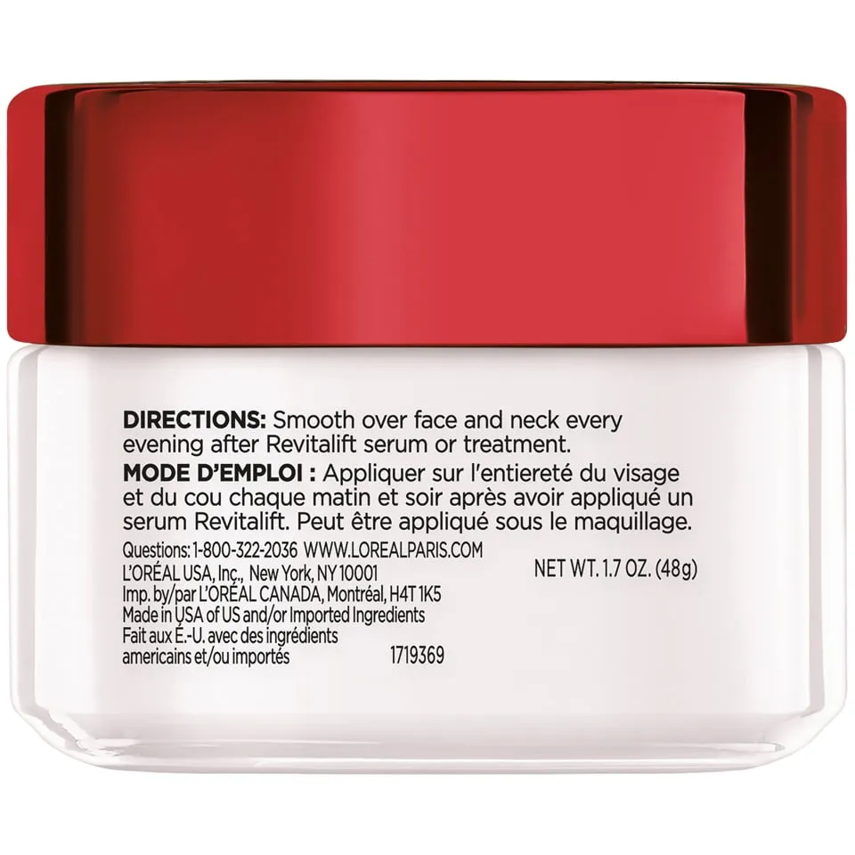 L'Oreal Paris Revitalift Night Moisturizer Anti Wrinkle Firming, 1.7 oz