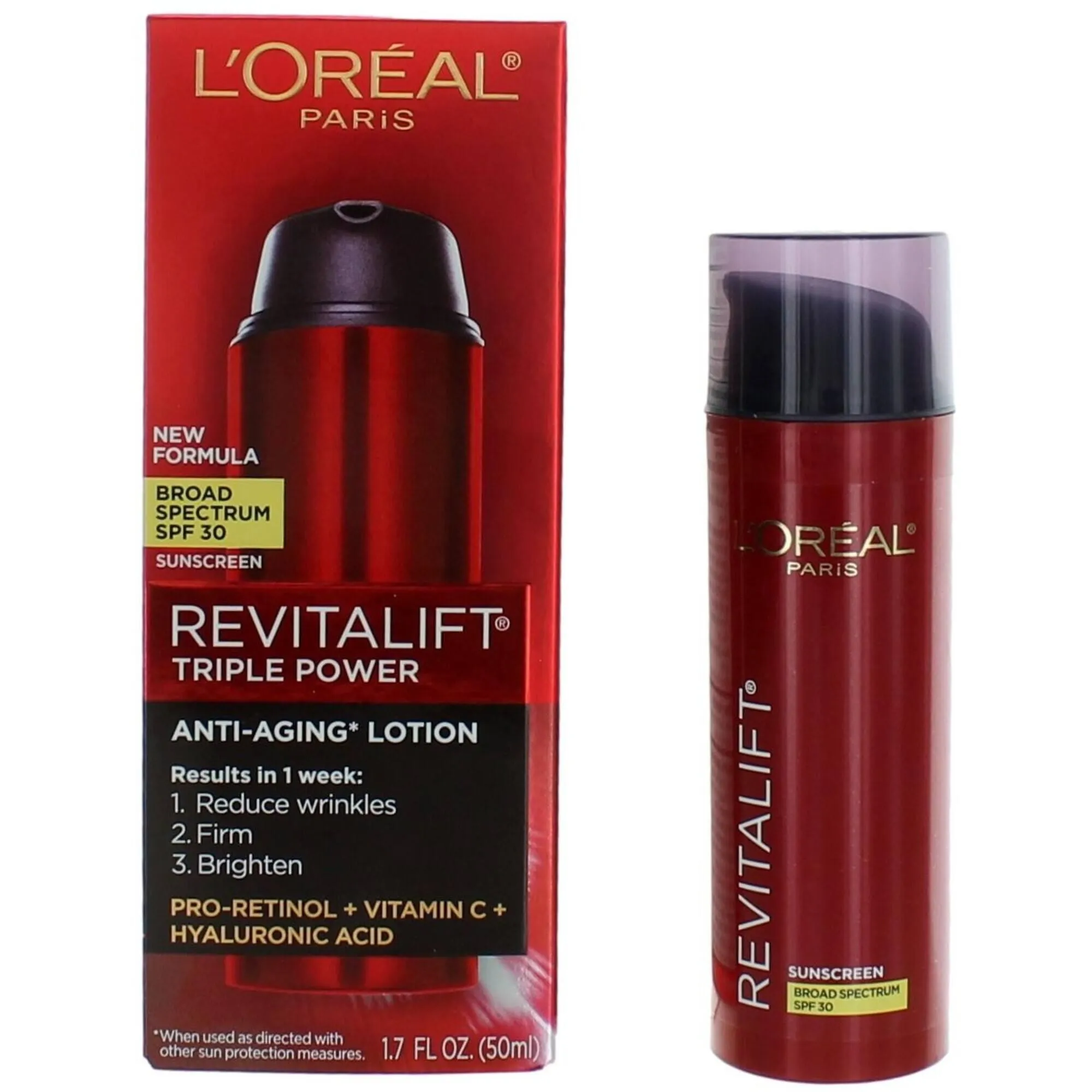 L'Oreal Women's Anti-Aging Lotion - Revitalift Triple Power SPF 30, 1.7 oz