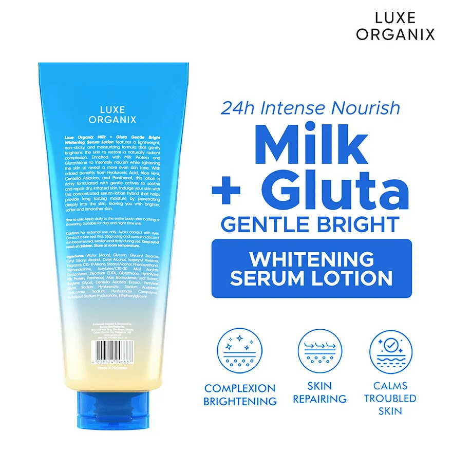 Luxe Organix Milk   Gluta Gentle Bright Whitening Serum Lotion - 350ml