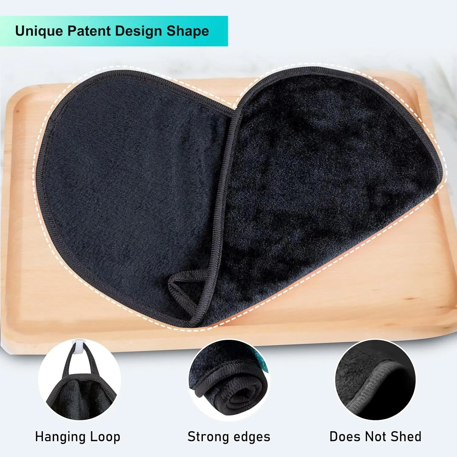 Makeup Remover Cloth Cleansing Towel - Chemical Free - Move Makeup Instantly with Just Water (3 Black)