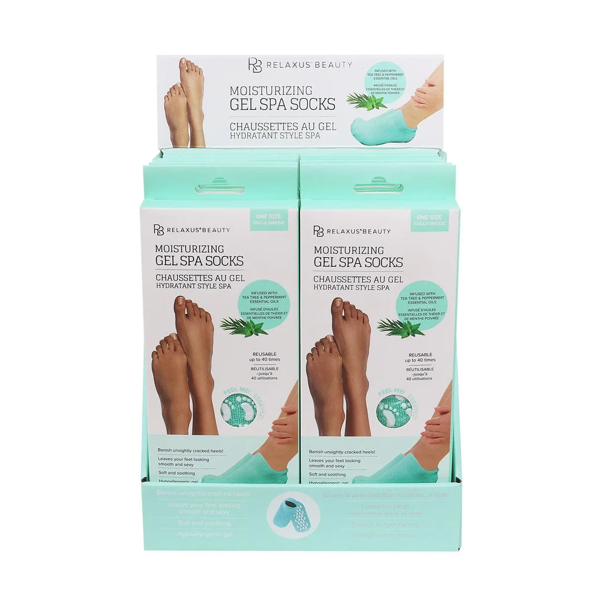 Moisturizing Gel Spa Socks Displayer of 12