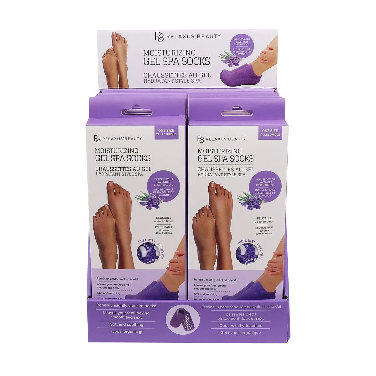 Moisturizing Gel Spa Socks Displayer of 12