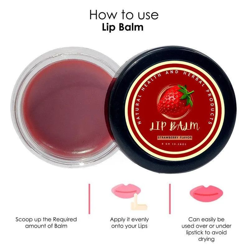 Natural Health and Herbal products Strawberry Splash Lip Therapy - Hydration and Flavor Long Lasting Moisturization 12 Hrs Miniaturization, Long Lasting, Romantic, Kissable, Smooth Enriched, Care- 8g