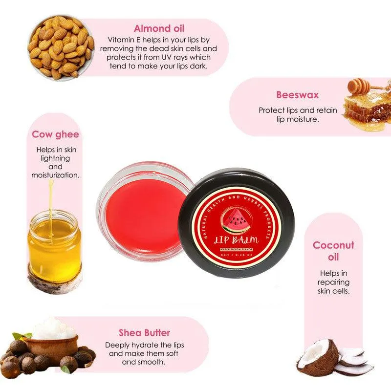 Natural Health and Herbal products Zesty Water-Melon Delight Lip Butter - Nourish & Protect bright Lips Red Color 12 Hrs Miniaturization, Long Lasting, Romantic, Kissable, Smooth Enriched, LipCare- 8g