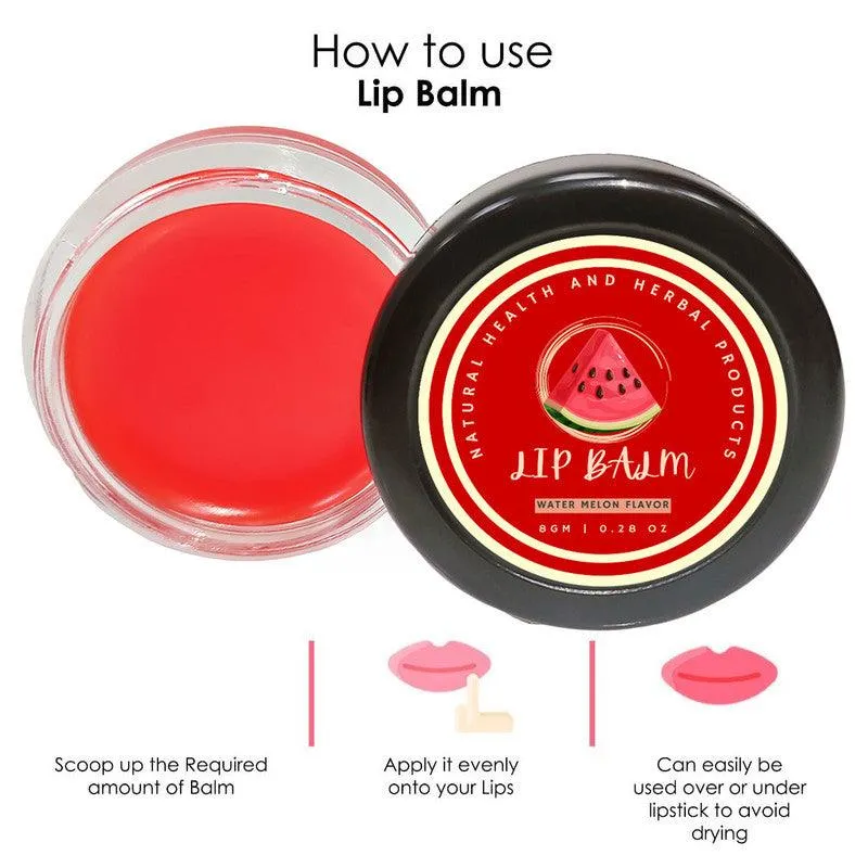 Natural Health and Herbal products Zesty Water-Melon Delight Lip Butter - Nourish & Protect bright Lips Red Color 12 Hrs Miniaturization, Long Lasting, Romantic, Kissable, Smooth Enriched, LipCare- 8g