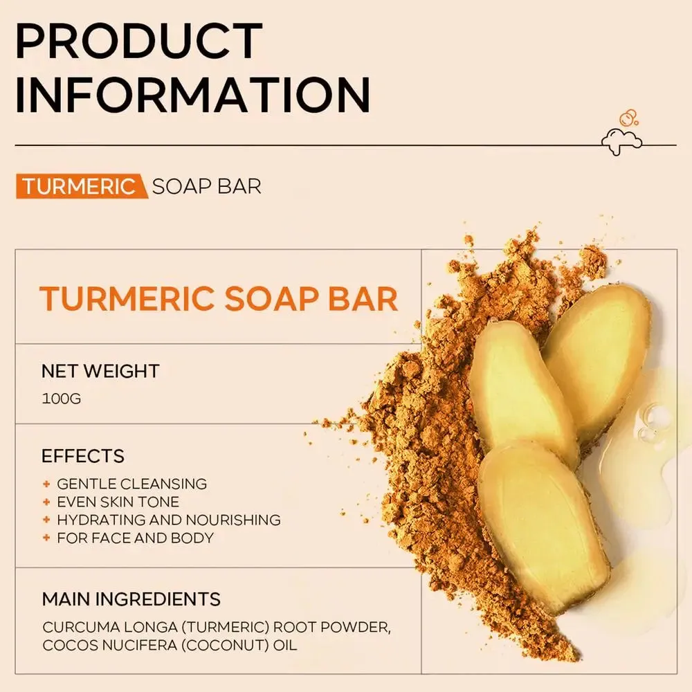 Natural Turmeric Soap Bar for Face and Body – Anti-Acne, Skin Whitening, and Dark Spot Removal