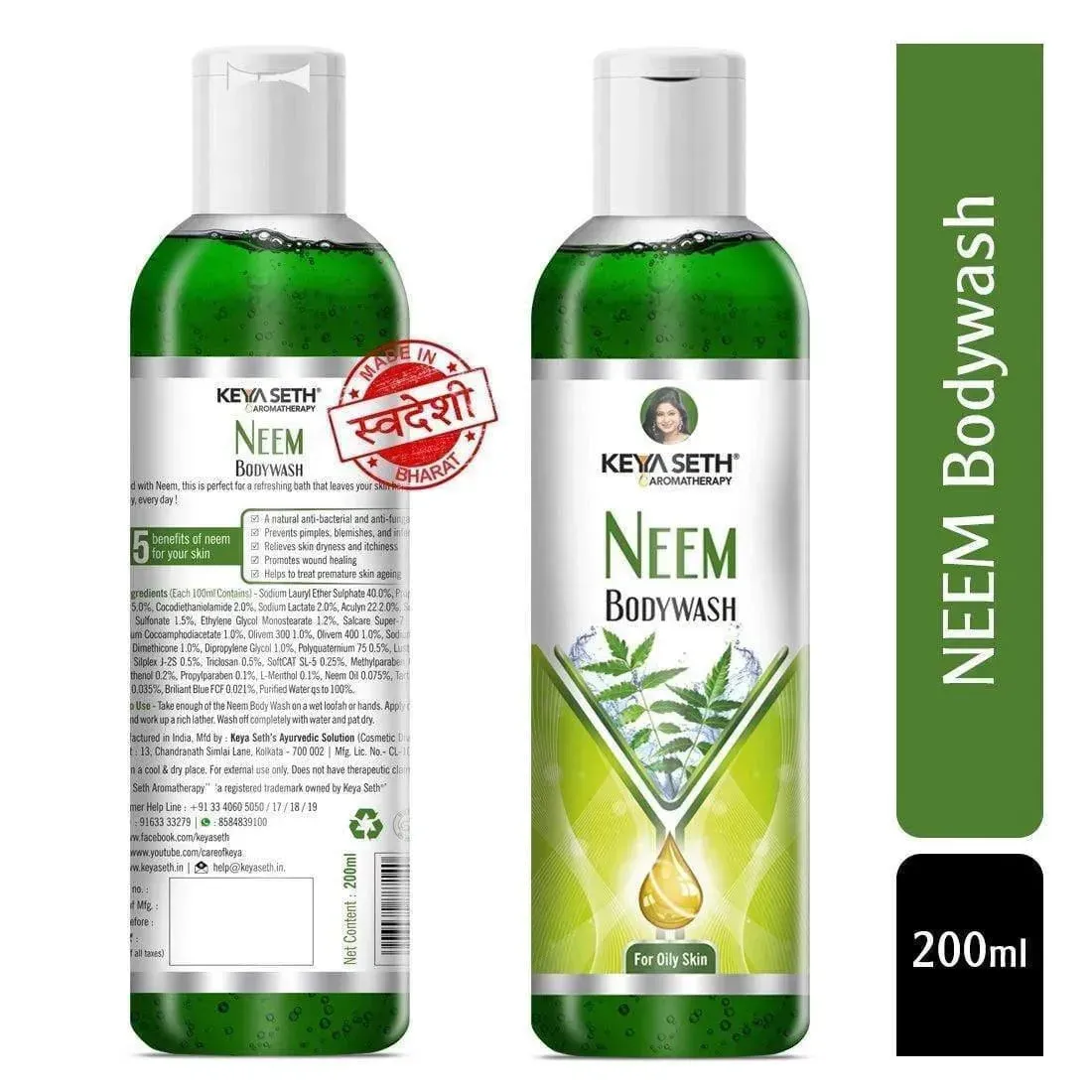 Neem Bodywash Gel Enriched with Pure Neem Essential Oil -Natural Anti Acne & Pimple Unisex for Oily Skin