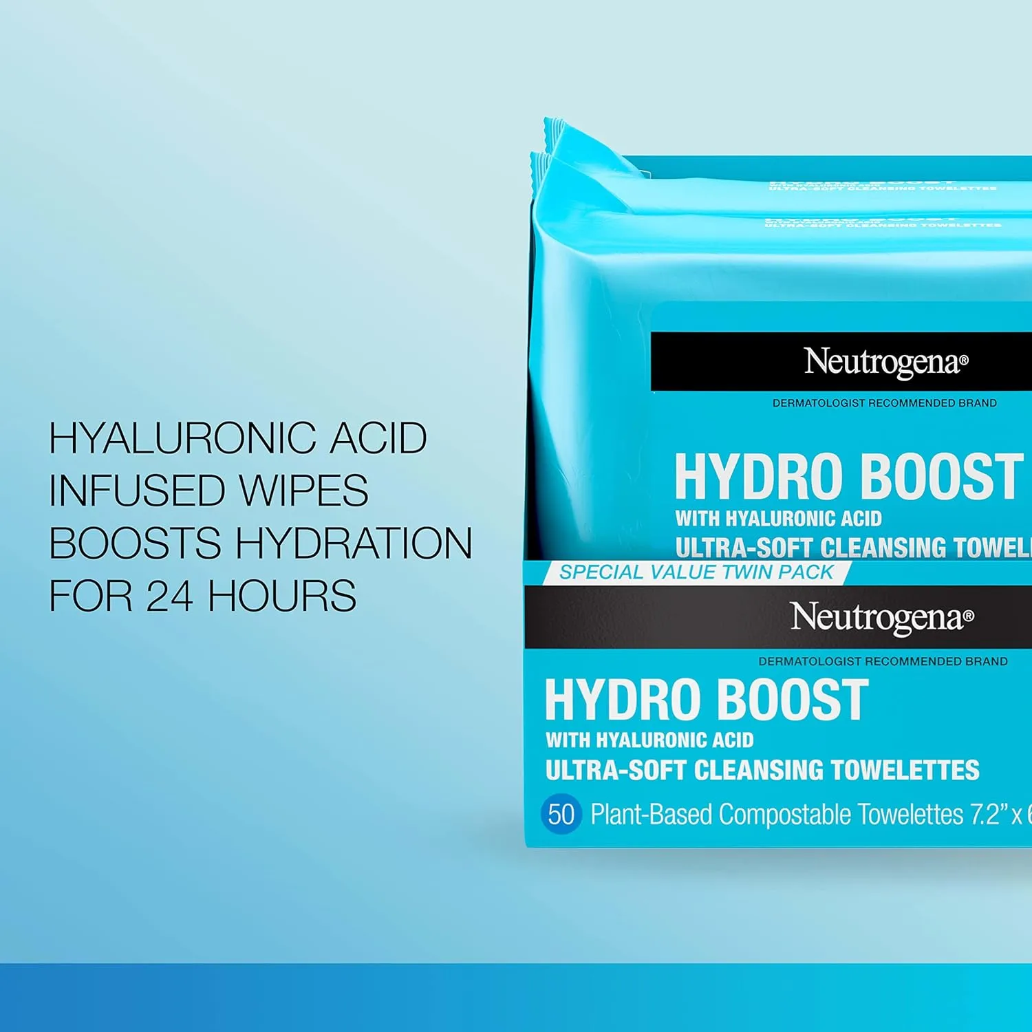 Neutrogena Hydro Boost Facial Cleansing Towelettes   Hyaluronic Acid, Hydrating Makeup Remover