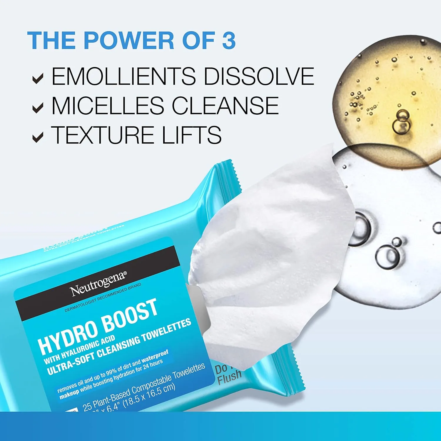 Neutrogena Hydro Boost Facial Cleansing Towelettes   Hyaluronic Acid, Hydrating Makeup Remover