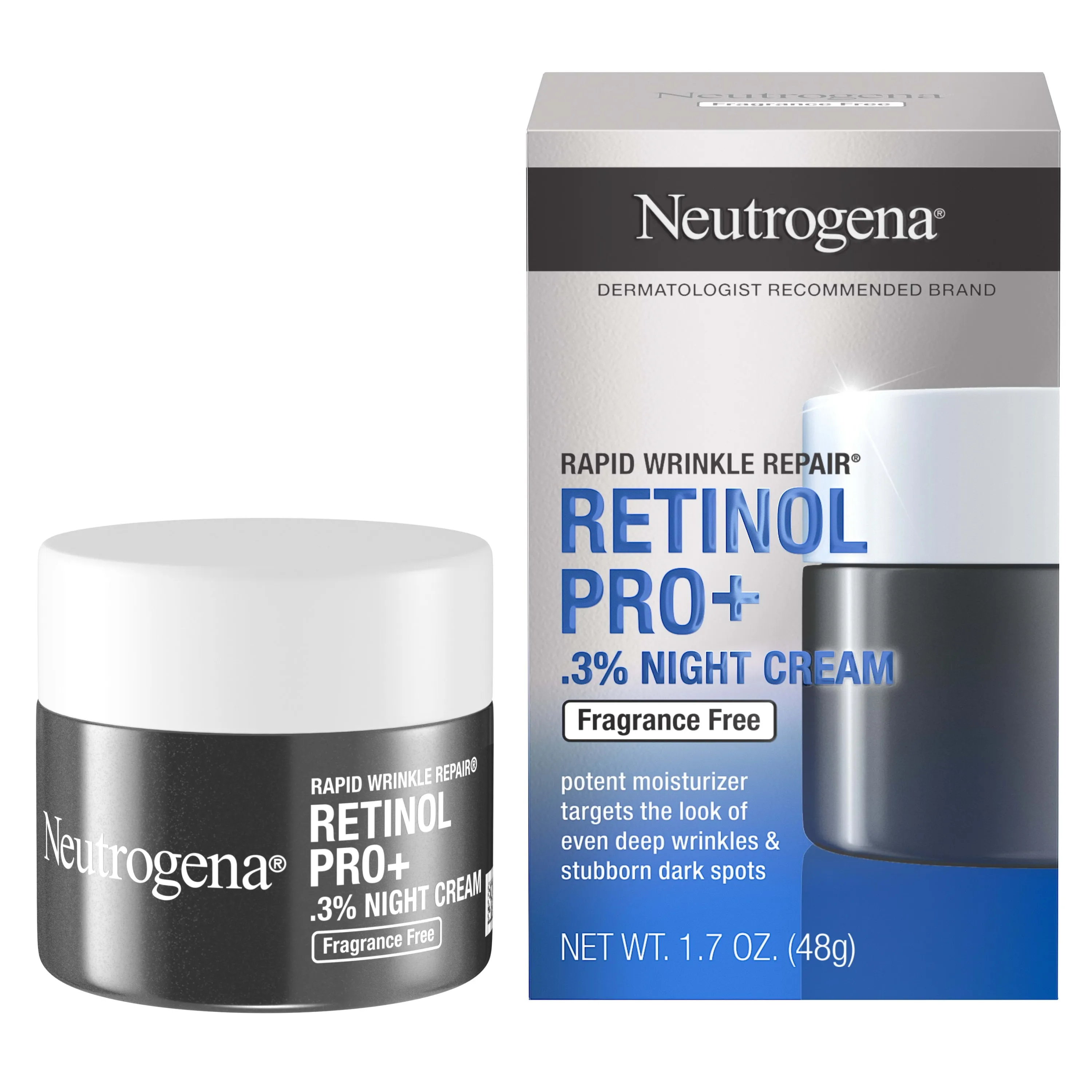 Neutrogena Rapid Wrinkle Repair Cream, Retinol Pro  Night Moisturizer, 1.7 oz