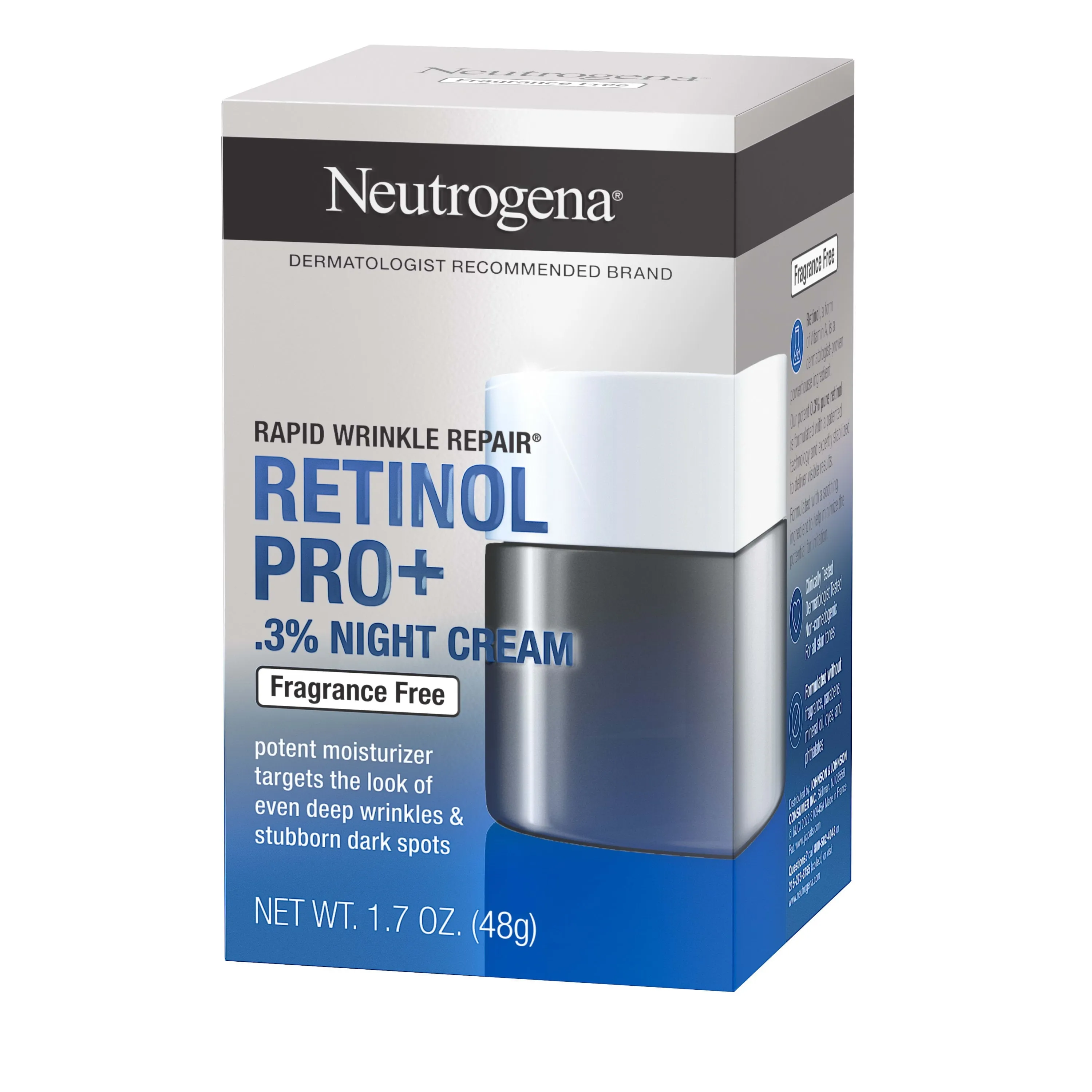 Neutrogena Rapid Wrinkle Repair Cream, Retinol Pro  Night Moisturizer, 1.7 oz