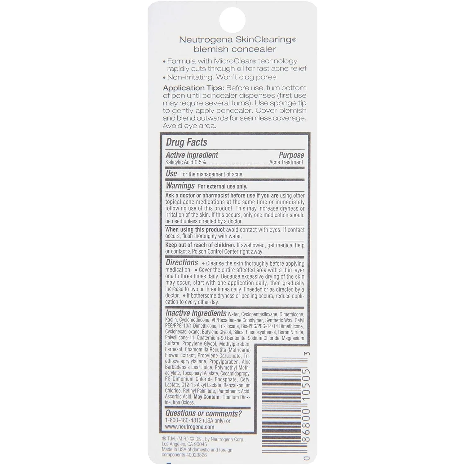 Neutrogena Skinclearing Blemish Concealer, Fair 05, .05 Oz.