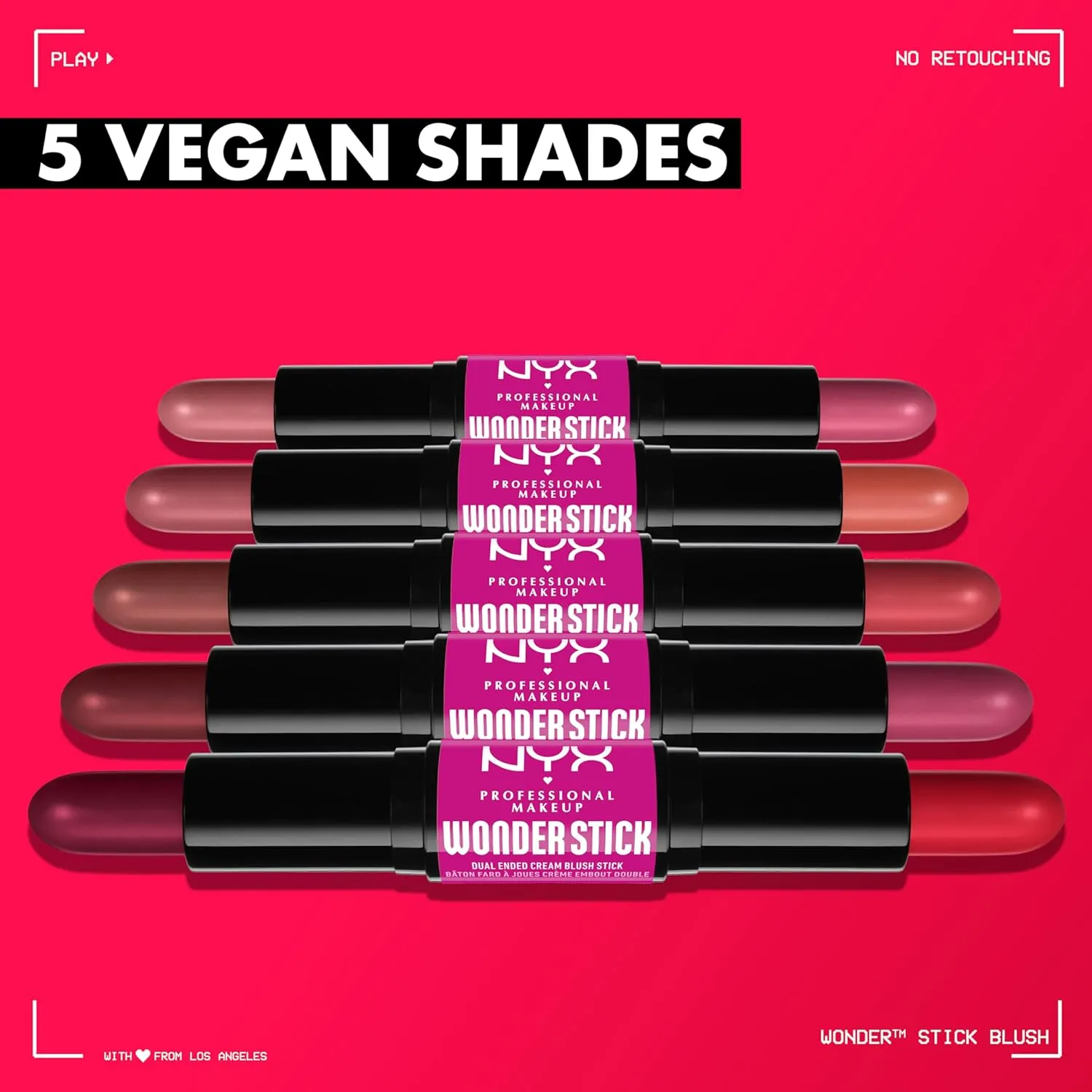 NYX PROFESSIONAL MAKEUP Wonder Stick Blush with Hydrating Hyaluronic Acid, Dual-Ended Cream Blush Stick - Coral & Deep Peach