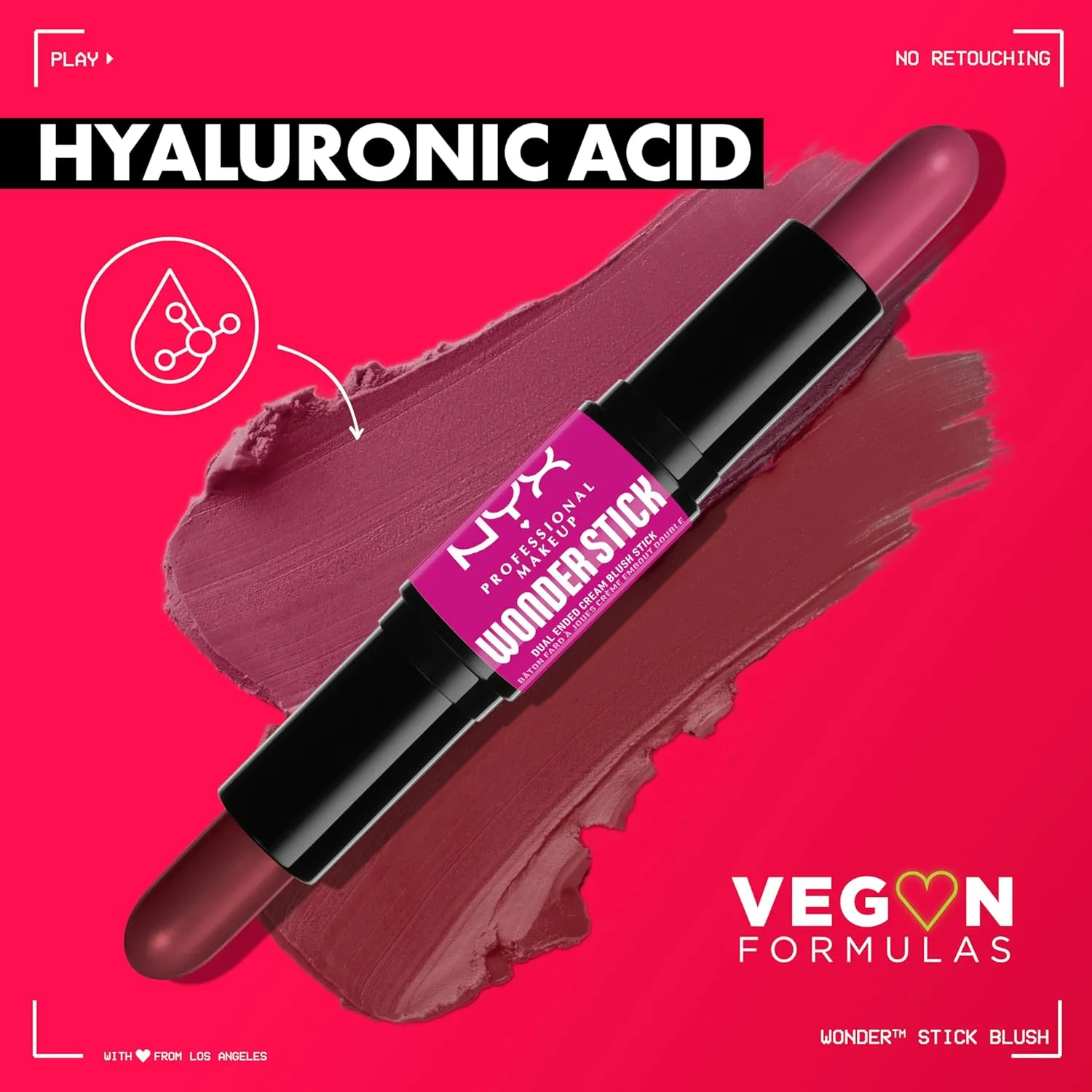 NYX PROFESSIONAL MAKEUP Wonder Stick Blush with Hydrating Hyaluronic Acid, Dual-Ended Cream Blush Stick - Coral & Deep Peach