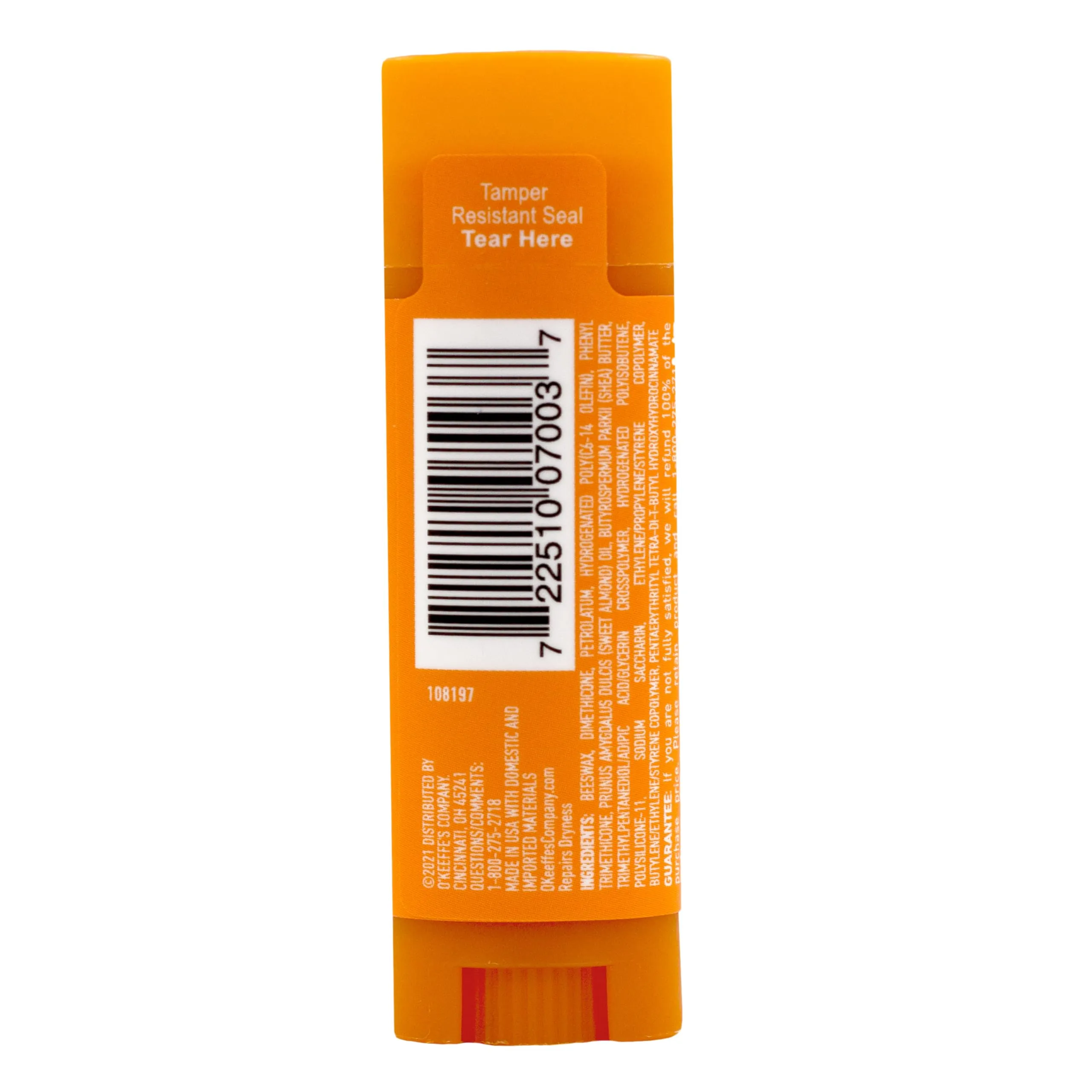 O'Keeffe's Unscented Lip Repair Lip Balm Stick, Unflavored, All Day Moisture, Soothes Dry Cracked Lips, 0.15 oz/4.2g, (Pack of 1), K1700115