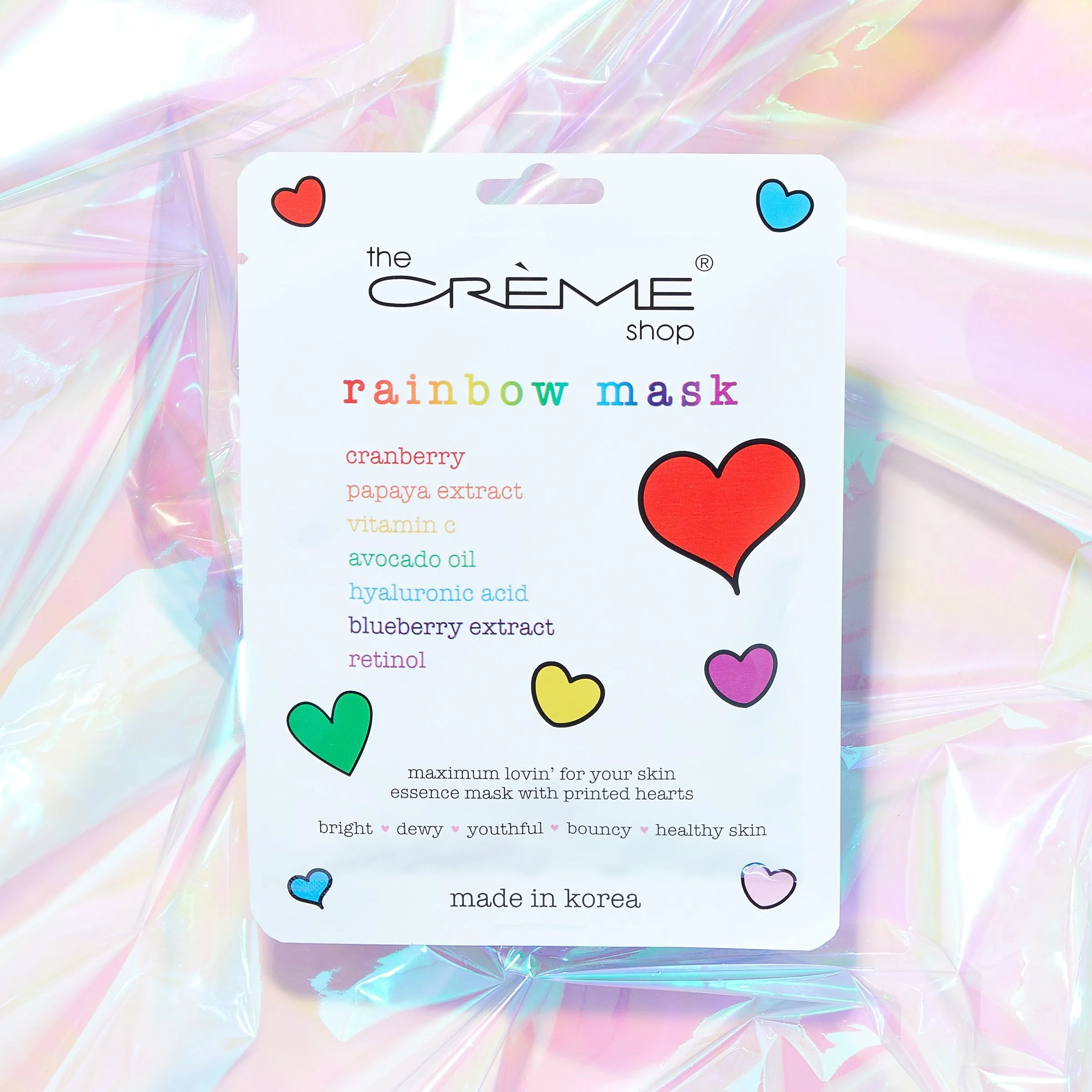 Rainbow Face Mask Printed with Rainbow Hearts