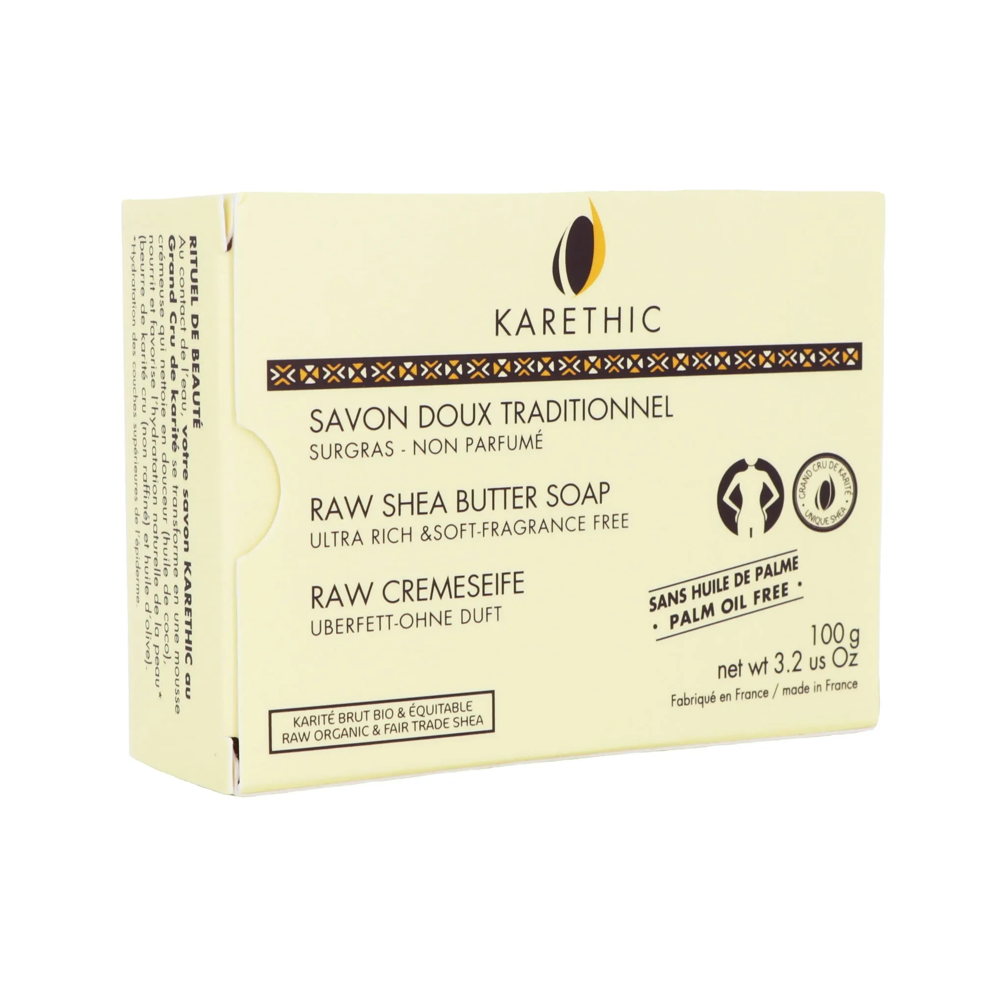 Raw Shea Butter Soap for Dry Skin, Fragrance-free, 100 g