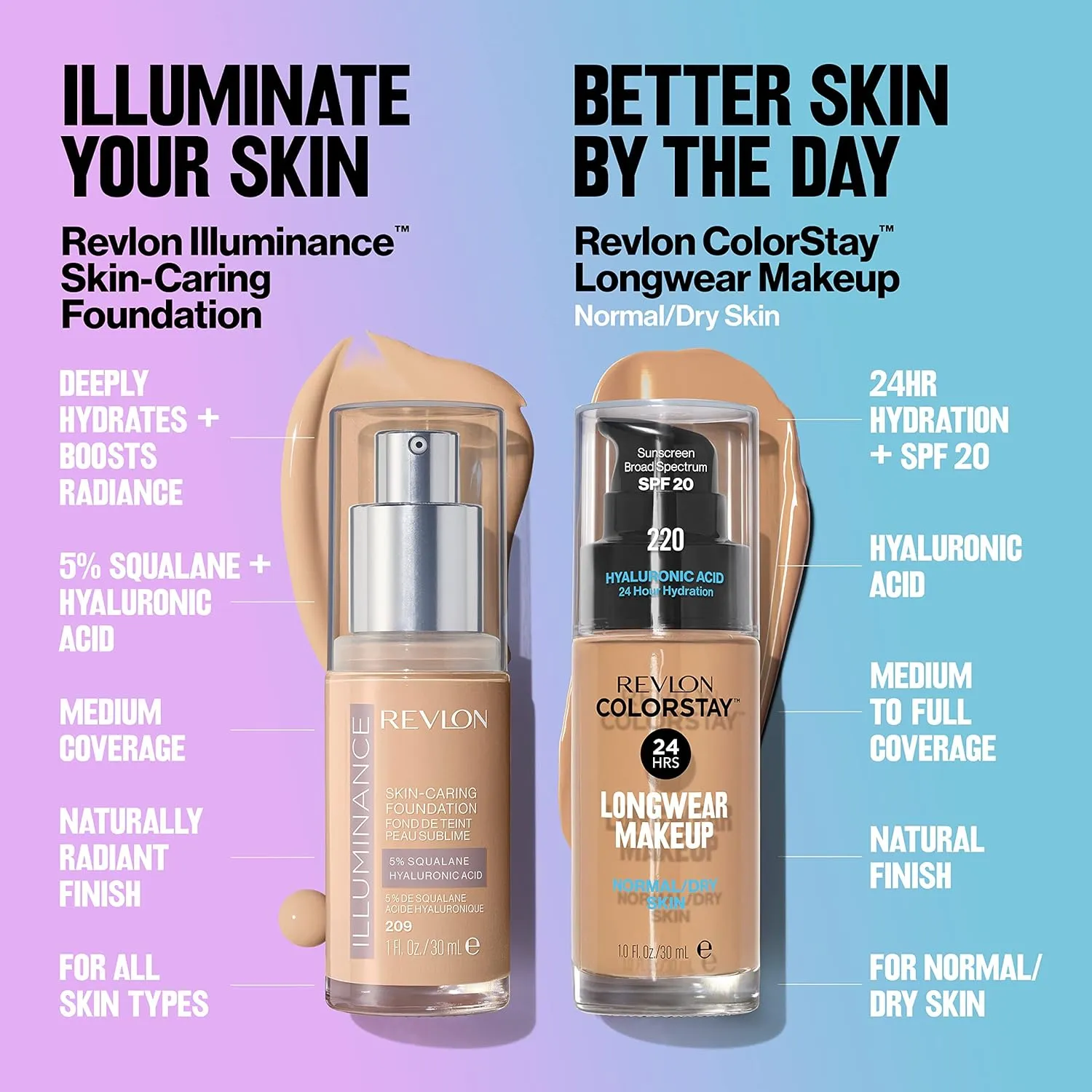 Revlon Illuminance Skin-Caring Liquid Foundation, Hyaluronic Acid, Hydrating and Nourishing Formula with Medium Coverage, 317 Tan Sand, 1 fl oz