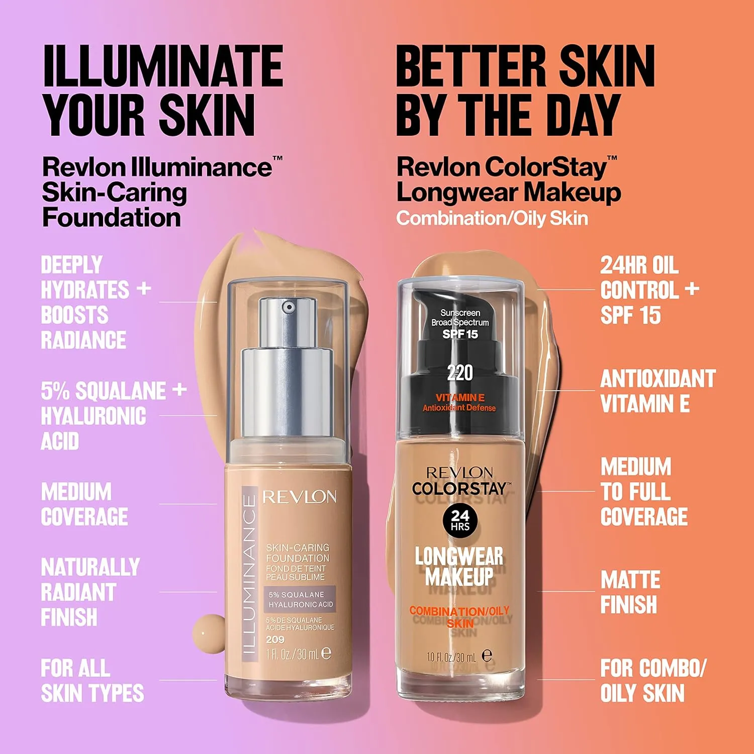 Revlon Illuminance Skin-Caring Liquid Foundation, Hyaluronic Acid, Hydrating and Nourishing Formula with Medium Coverage, 317 Tan Sand, 1 fl oz