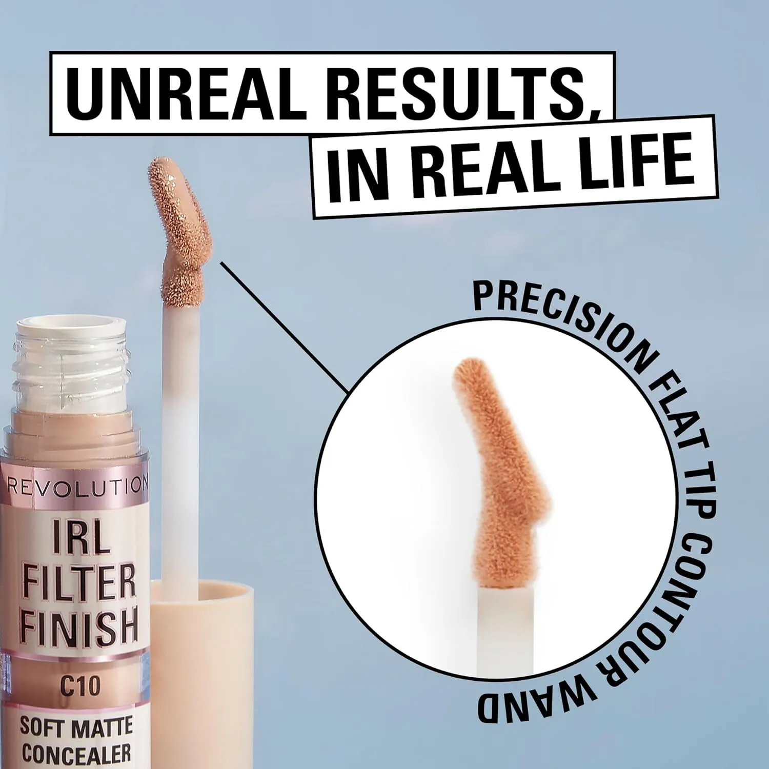 Revolution, IRL Filter Finish Concealer, Full Coverage, Oil-Free, Long-Lasting & Lightweight Formula, Infused with Hyaluronic Acid, Vegan & Cruelty-Free, C2, 0.21 oz