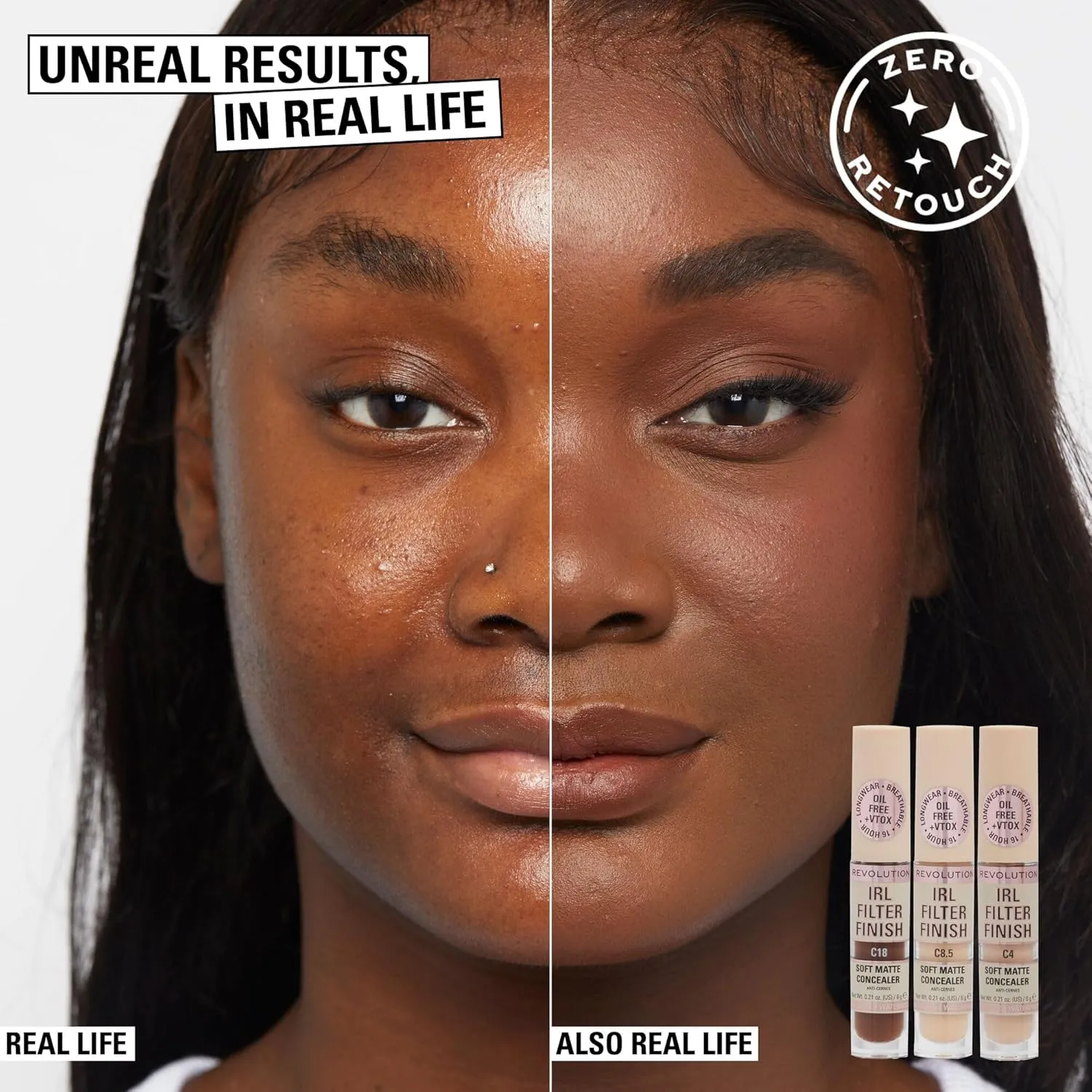 Revolution, IRL Filter Finish Concealer, Full Coverage, Oil-Free, Long-Lasting & Lightweight Formula, Infused with Hyaluronic Acid, Vegan & Cruelty-Free, C2, 0.21 oz