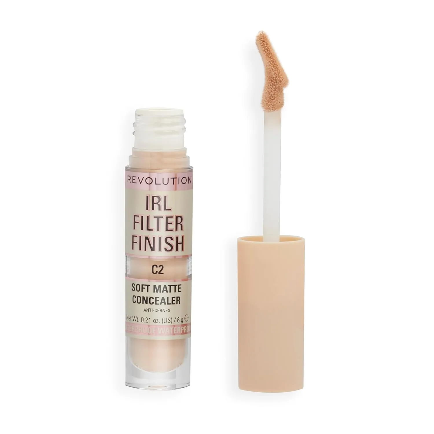 Revolution, IRL Filter Finish Concealer, Full Coverage, Oil-Free, Long-Lasting & Lightweight Formula, Infused with Hyaluronic Acid, Vegan & Cruelty-Free, C2, 0.21 oz