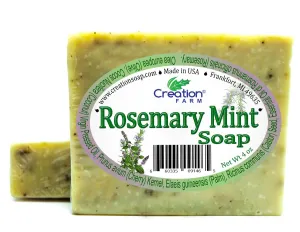 Rosemary Mint 100% Pure Botanical Soap 4 oz Bar (Two 4 oz Bar Pack) by Creation Farm