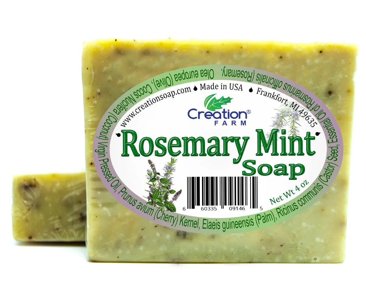 Rosemary Mint 100% Pure Botanical Soap 4 oz Bar (Two 4 oz Bar Pack) by Creation Farm