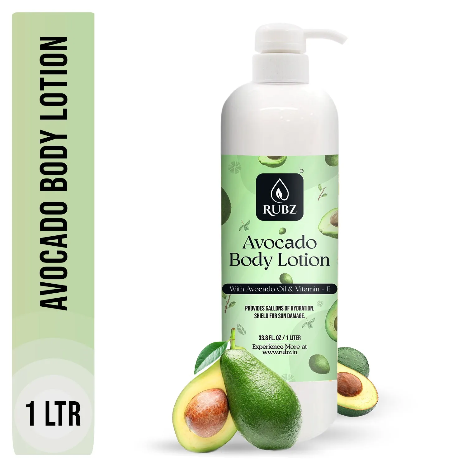 Rubz Avocado Body Milk with goodness of Pure Avocado Oil 1 Kg | Bulk Body Lotion 1 Litre | Best for Hotel, Spa, Salon