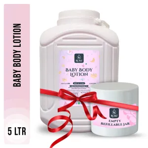 Rubz Baby Body Lotion with Goodness of Cocoa butter & Vitamin-E 5 kg | Bulk Body Lotion 5 Litre with Refillable 200g Jar | Best for Spa, Salon, Hotel