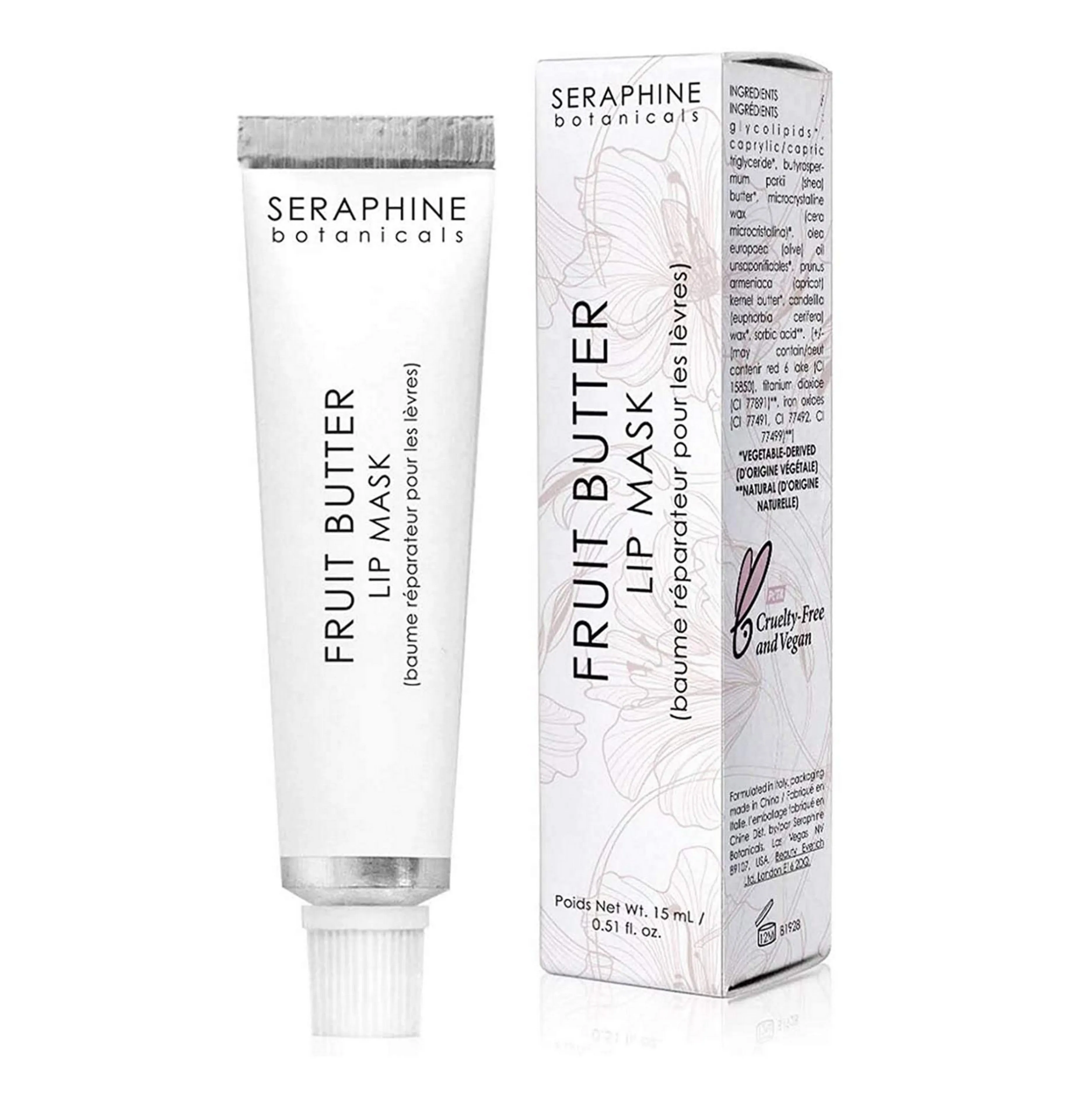 Seraphine Botanicals Fruit Butter - Lip Mask Overnight Lip Mask for Intense Hydration 0.51 fl oz