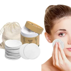 Set of 20Pcs Reusable Makeup Remover Pads Eco-Friendly Bamboo Cotton Pads White
