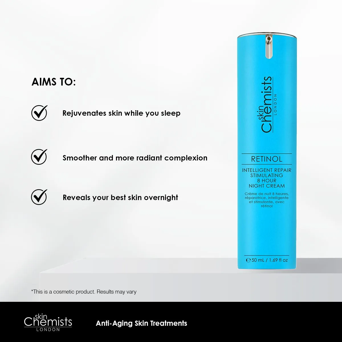 skinChemists Retinol Intelligent Repair Stimulating 8 Hour Night Cream 50ml Twin Value Savings Pack