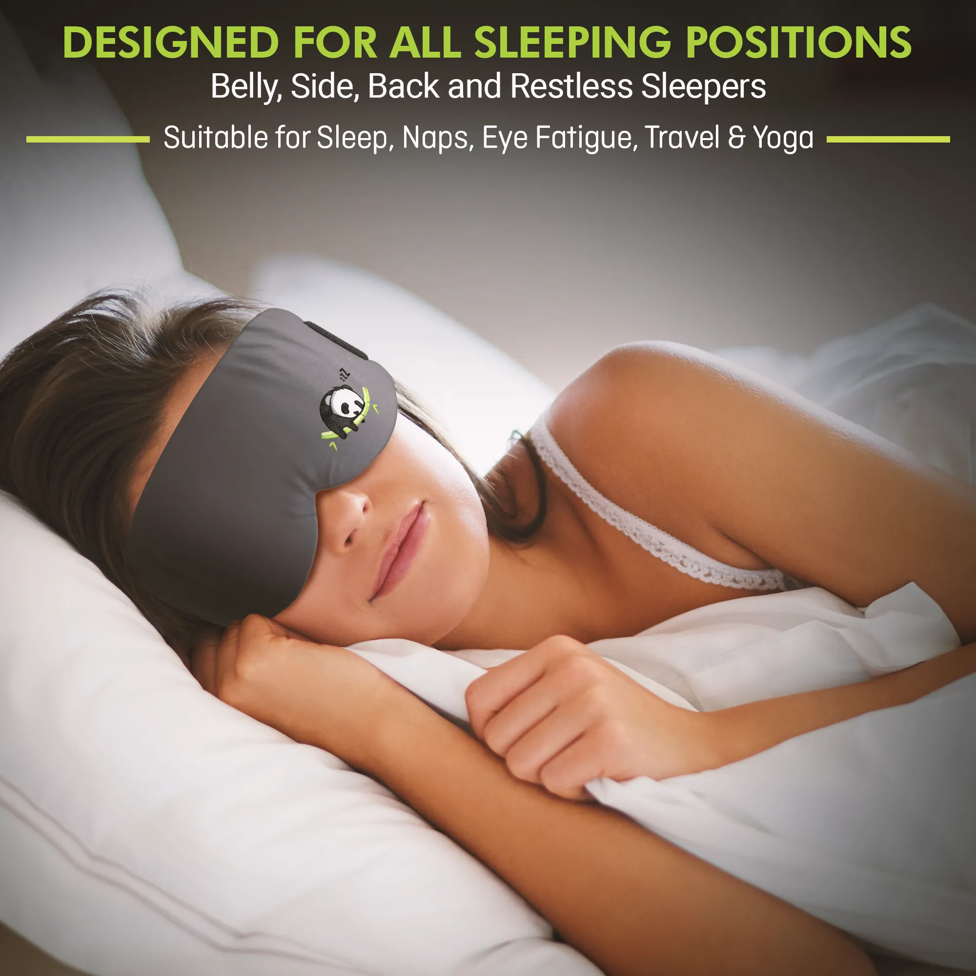 Sleepy Panda Sleep Mask - Luxuriously Soft & Light Breathable Bamboo Fabric - 100% Blackout - Guaranteed Deepest-Possible Rest