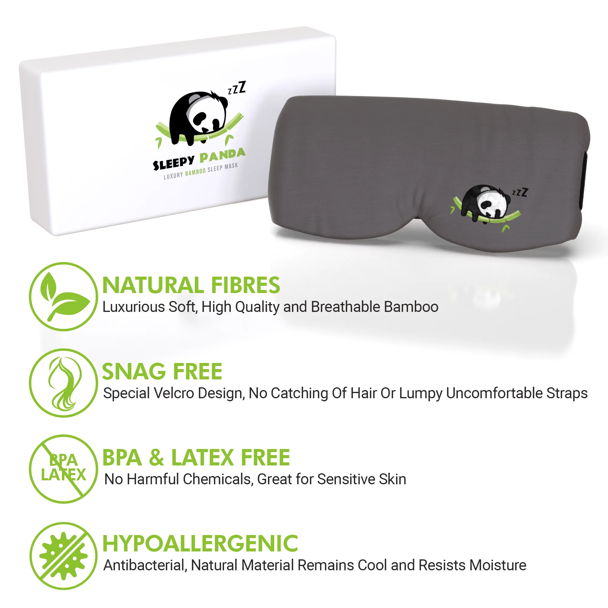Sleepy Panda Sleep Mask - Luxuriously Soft & Light Breathable Bamboo Fabric - 100% Blackout - Guaranteed Deepest-Possible Rest