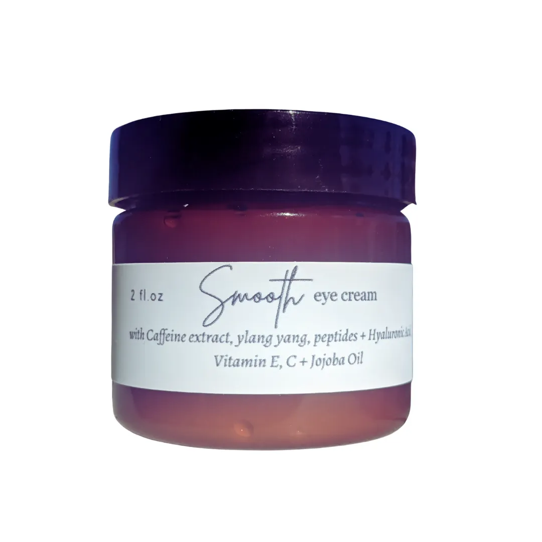 Smooth Eye Cream - Anti-Aging with Caffeine extract, Hyaluranic Acid, collagen peptides, Vitamins C  E, Jojoba Oil