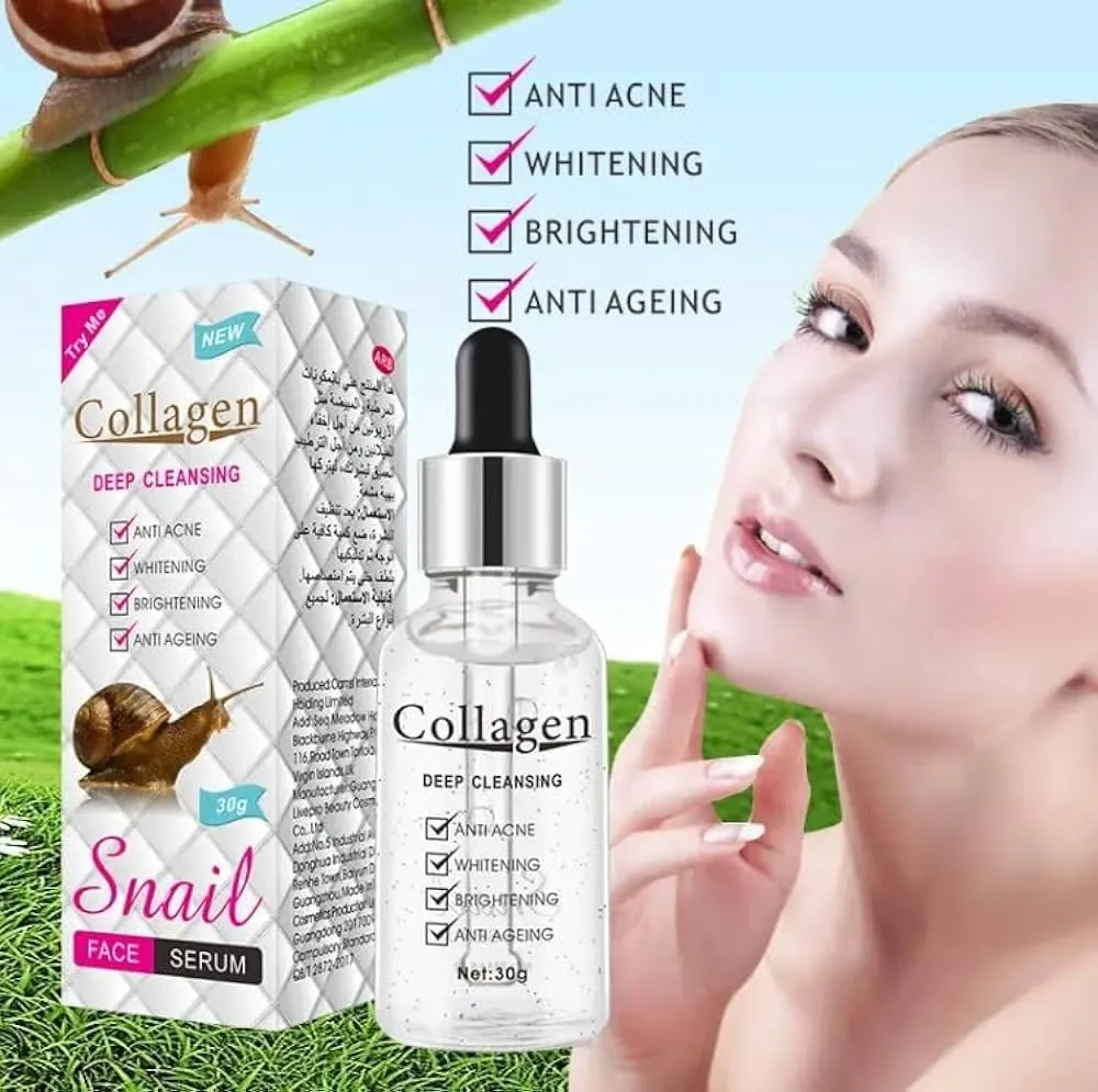 SNAIL COLLAGEN SERUM DEEPLY MOISTURIZES ANTI AGING WHITENING BRIGHTEN REPAIR DAMAGEN  (Pack of 2)