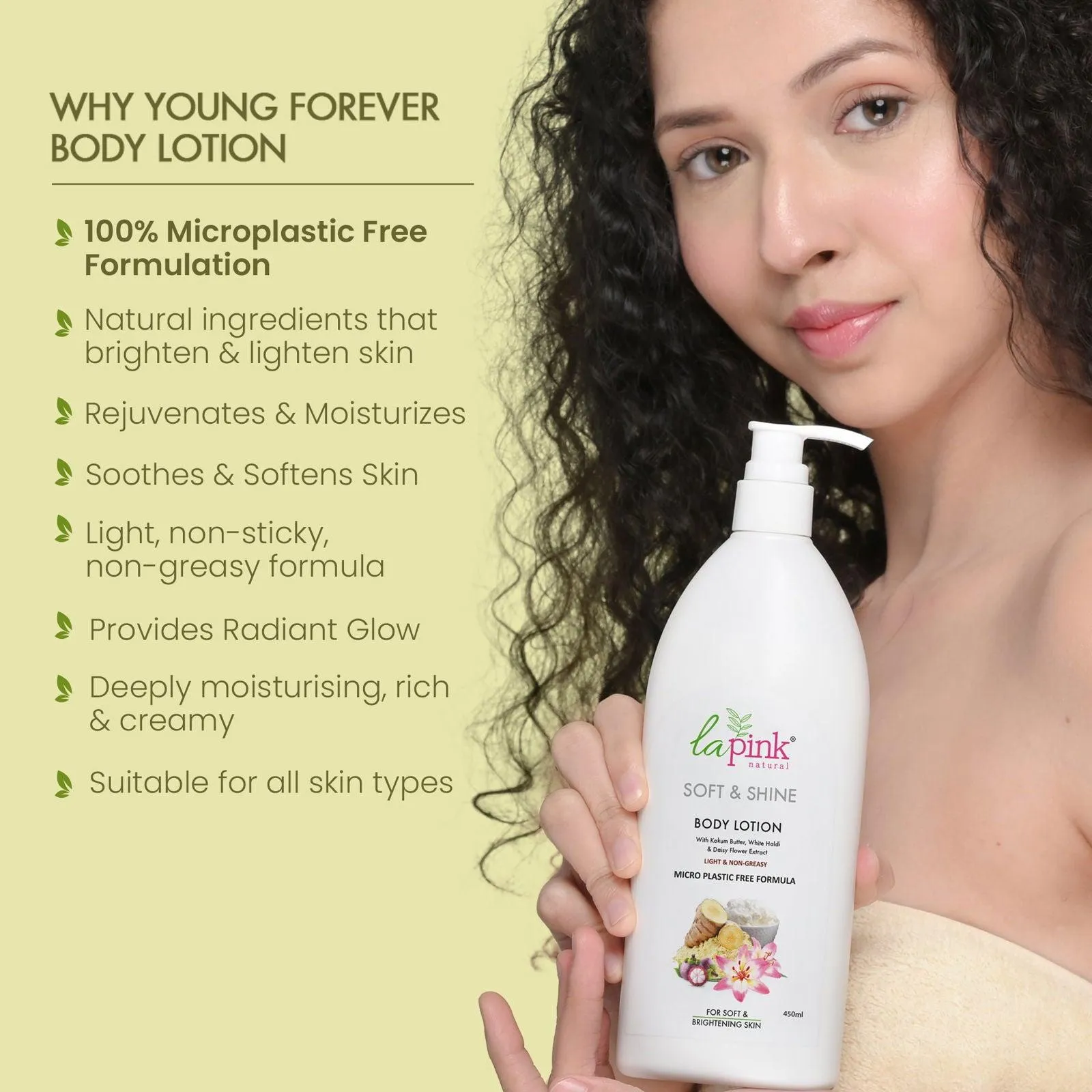 Soft and Shine Body Lotion With White Haldi & Daisy Flower To Enhance Radiance & Reduce Fine Lines