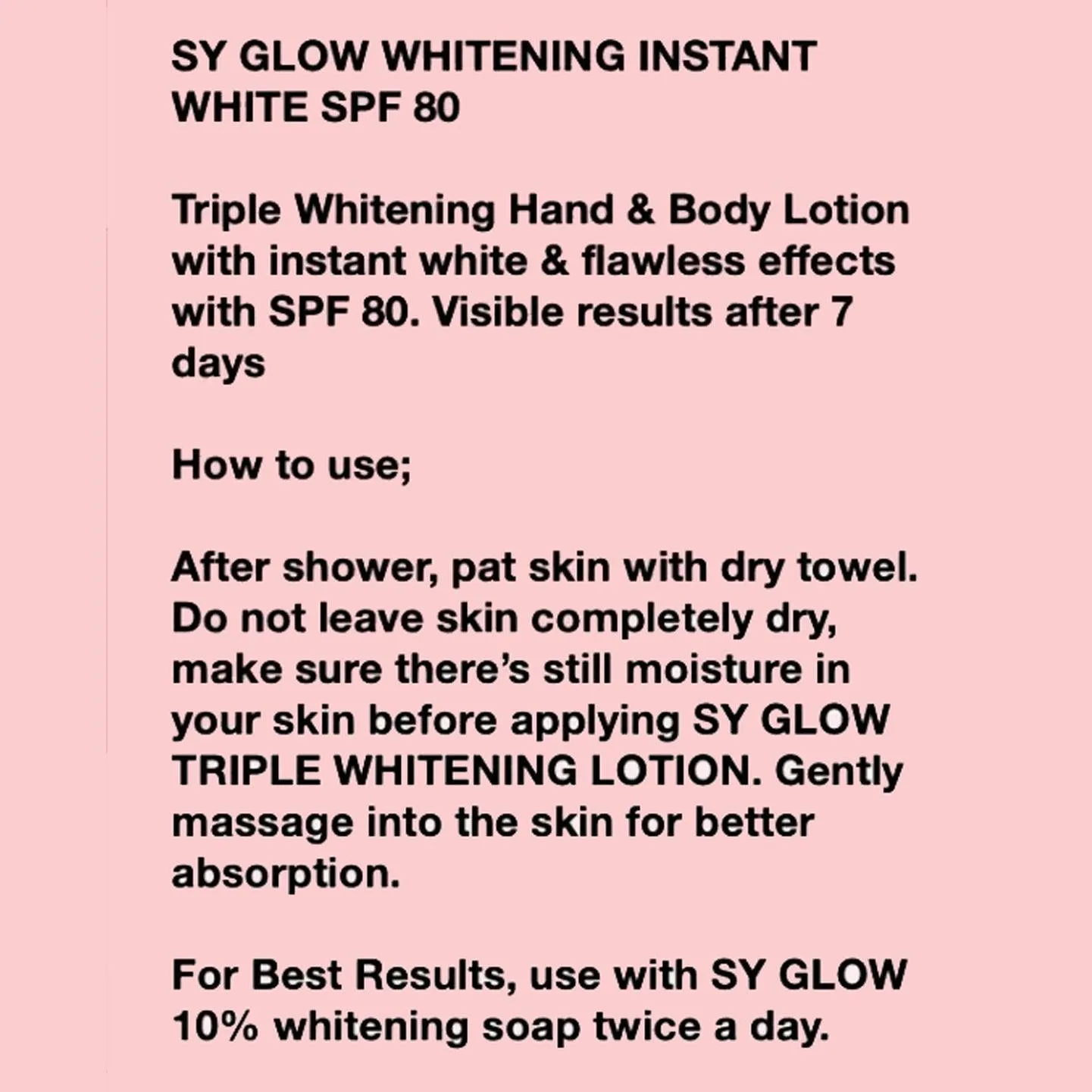 SY Glow Instant Whitening Lotion SPF 80 - 200ml