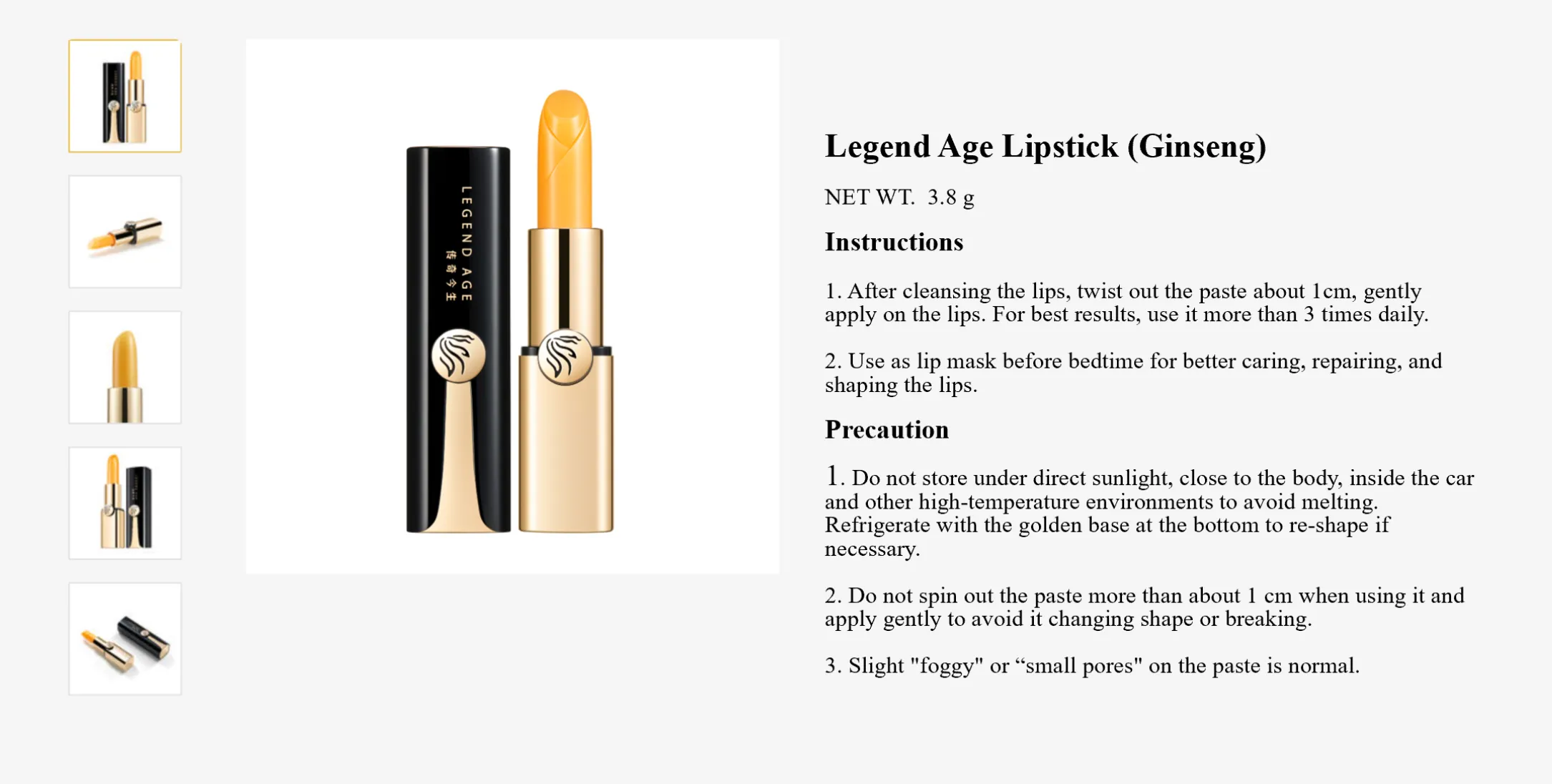 Value Sets: Legend Age Lipstick (Ginseng)