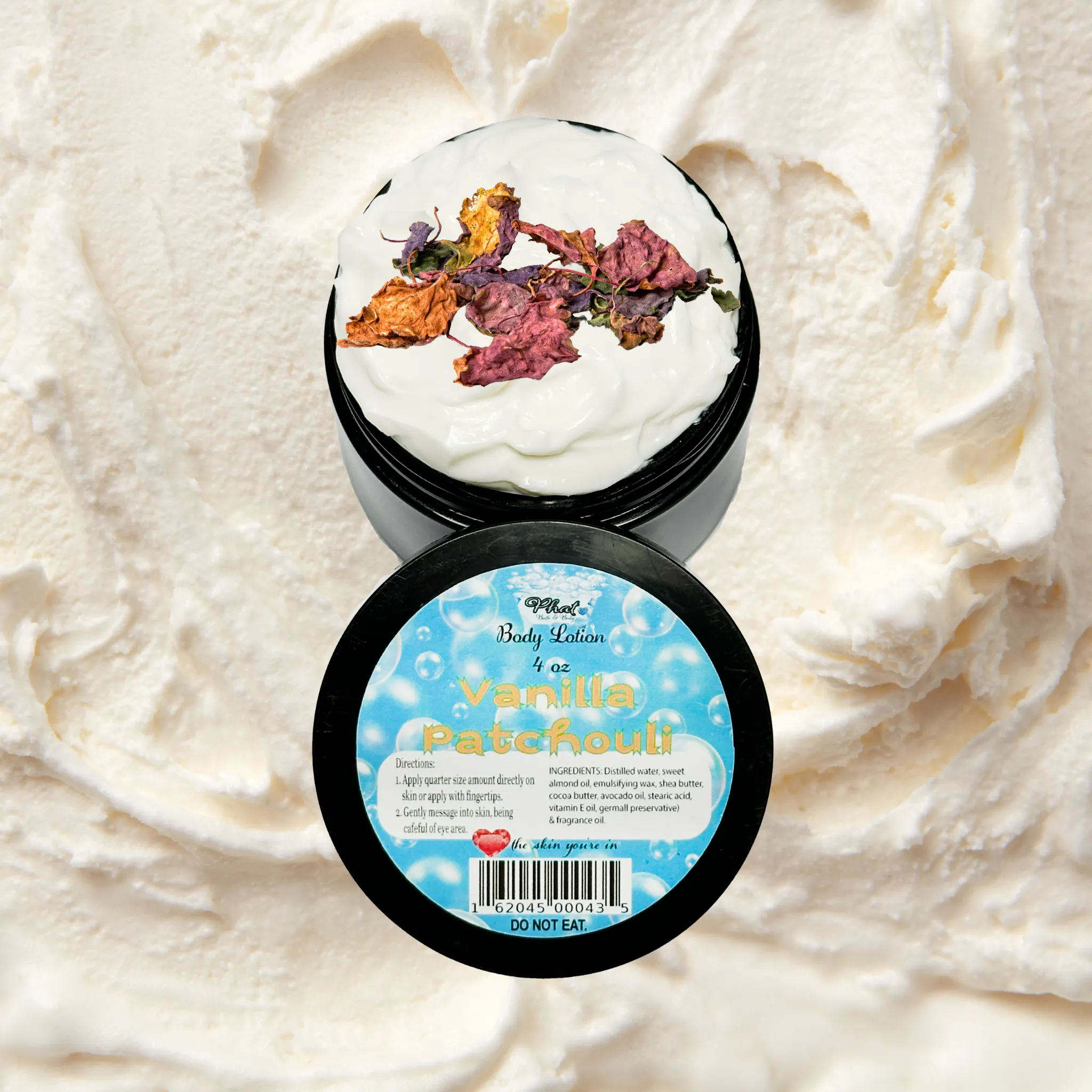 Vanilla Patchouli Organic Moisturizing Body Lotion Shea Cocoa Butter 4 oz