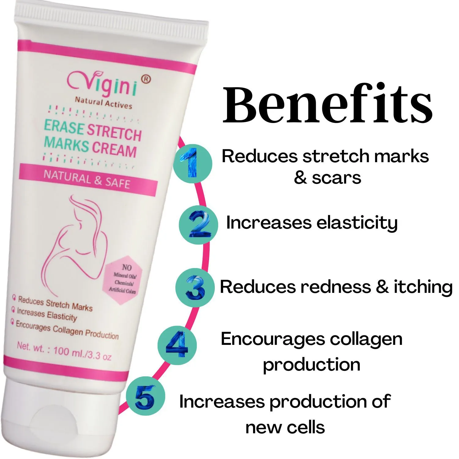 Vigini 100% Natural Actives Erase Stretch Marks Massage Cream 100g
