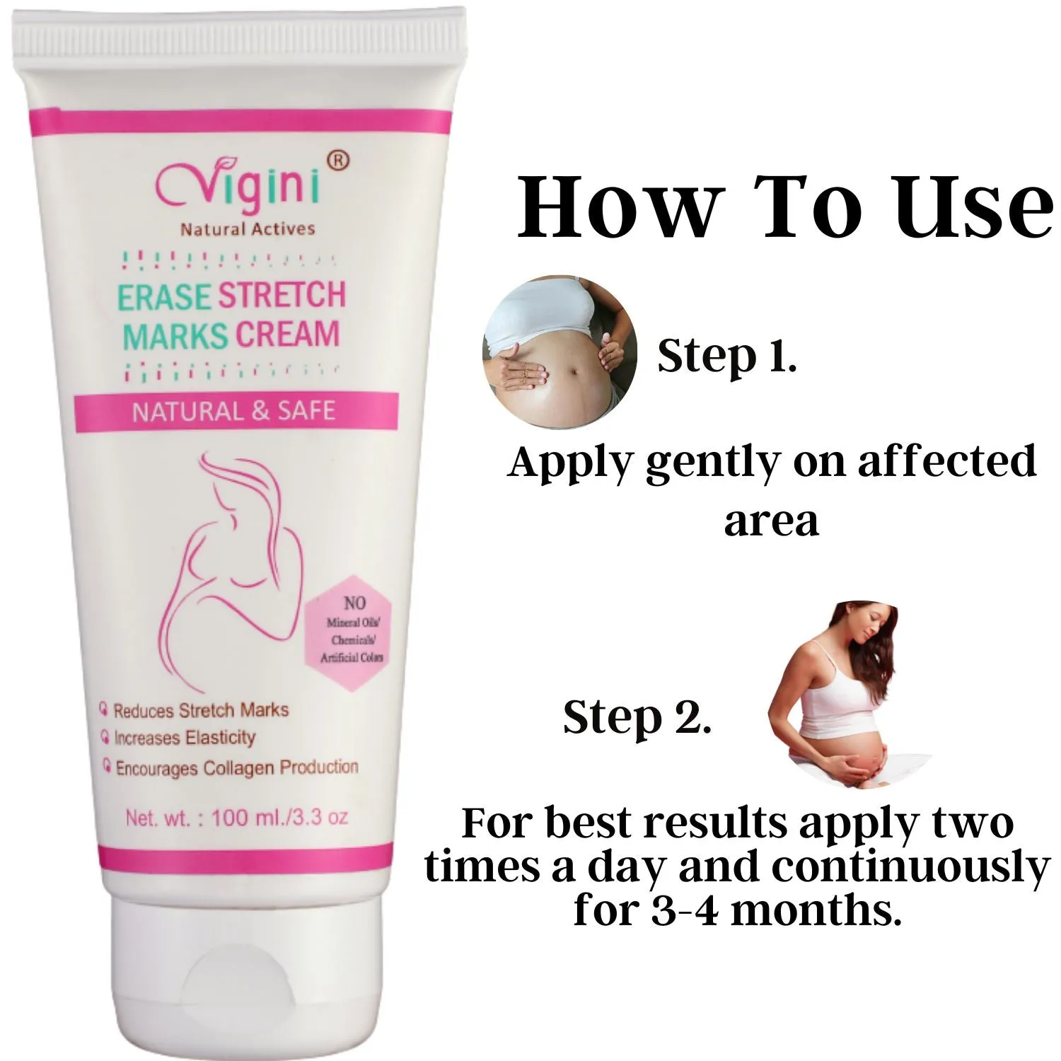 Vigini 100% Natural Actives Erase Stretch Marks Massage Cream 100g