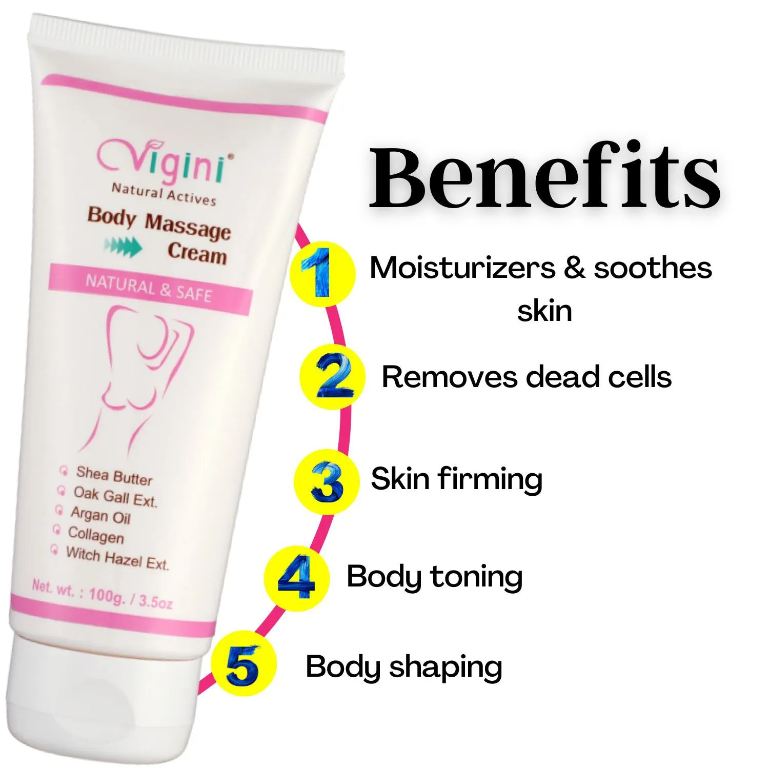 Vigini Breast Firming Bust Enlargement Tightening & Lifting Growth Increase Size Massage Cream With Capsule-100ml 30Caps
