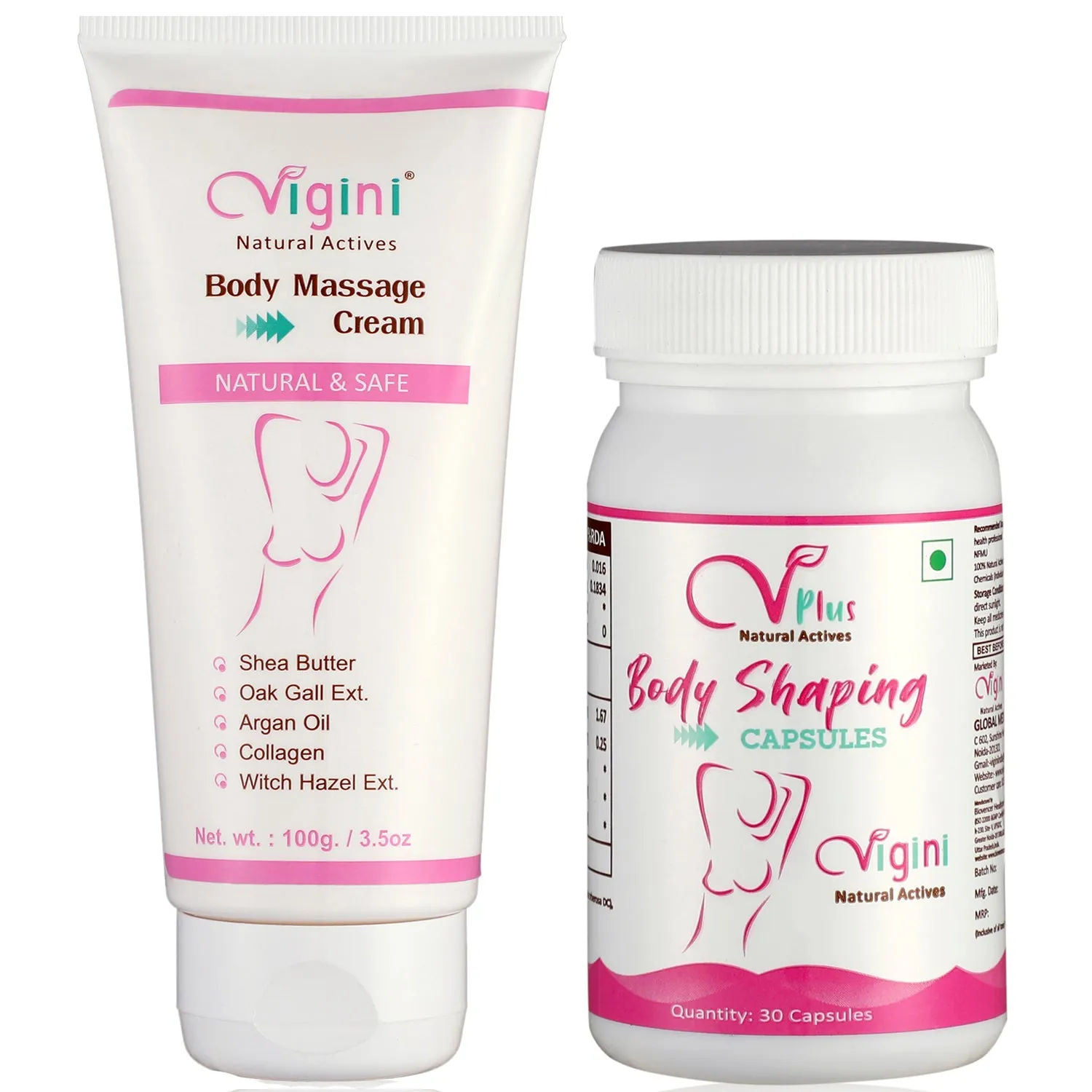Vigini Breast Firming Bust Enlargement Tightening & Lifting Growth Increase Size Massage Cream With Capsule-100ml 30Caps