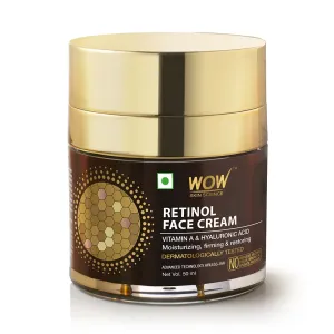 WOW Skin Science Retinol Face Cream - Oil Free, Quick Absorbing - For All Skin Types - No Parabens, Silicones, Color, Mineral Oil & Synthetic Fragrance - 50 ml